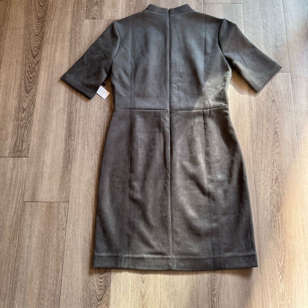 NWT Ann Taylor Dress Sz 8 Gray Faux Suede Mock Neck Short Sleeve Sheath MP $159 - Picture 15 of 15